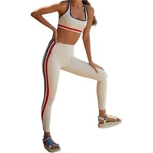 Splits59 Bianca Techflex 2 Piece Set Sports Bra High Rise Leggings White Red L
